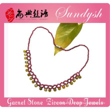 Elegant Woman Jewels CZ Drop Decoration Garnet Necklace